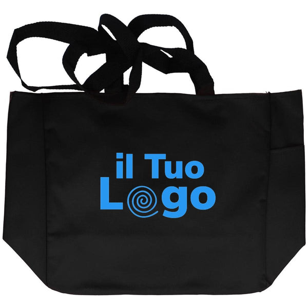 Shopper in poliestere 600D Nero - personalizzabile con logo