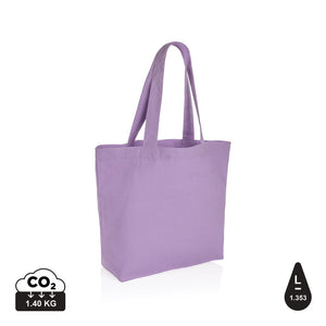 Shopper in rcanvas 240 gm2 Impact Aware™ con tasca viola - personalizzabile con logo