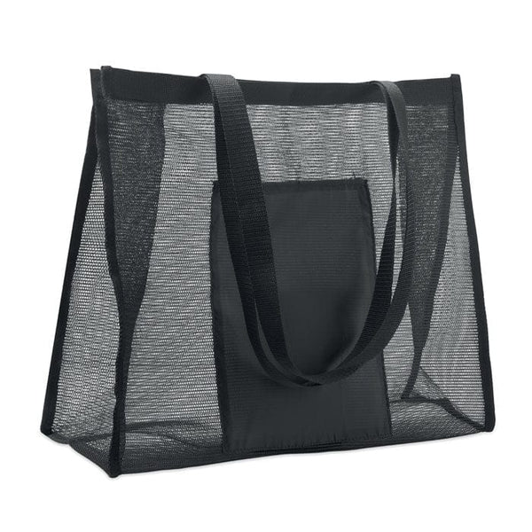 Shopper in rete RPET Nero - personalizzabile con logo