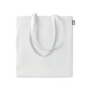 Shopper in RPET manici lunghi colorata bianco - personalizzabile con logo