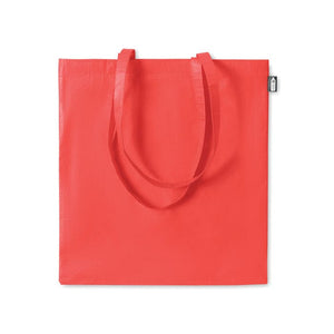 Shopper in RPET manici lunghi colorata rosso - personalizzabile con logo