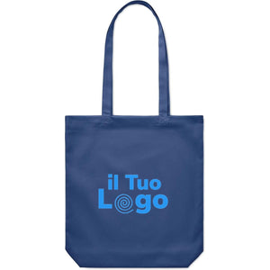 Shopper in tela blu 270 gr/m² - personalizzabile con logo