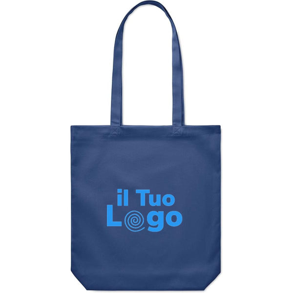 Shopper in tela blu 270 gr/m² - personalizzabile con logo