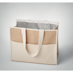 Shopper in tela e juta beige - personalizzabile con logo