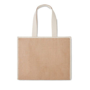 Shopper in tela e juta beige - personalizzabile con logo