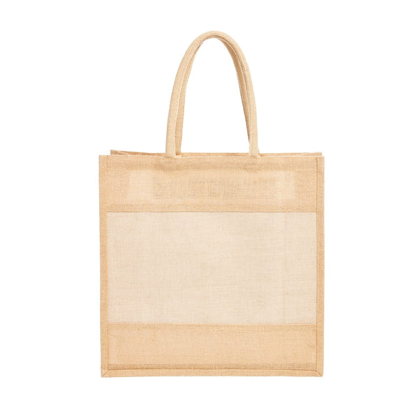 Shopper Juta con Soffietto beige / UNICA - personalizzabile con logo