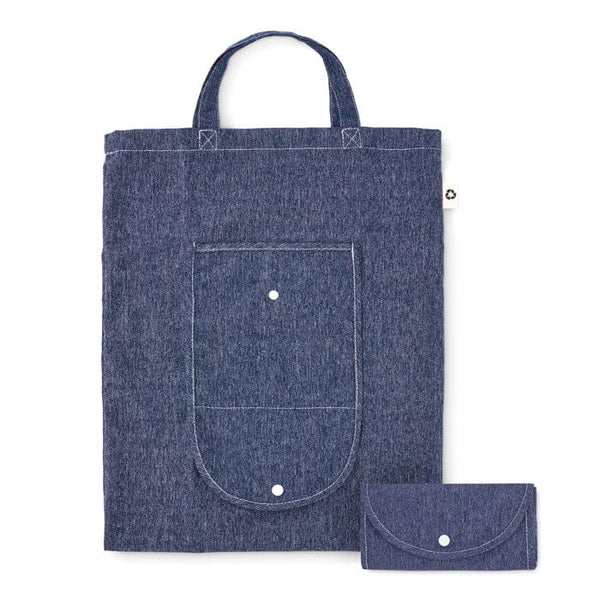 Shopper pieghevole 140 gr/m² Riciclato blu - personalizzabile con logo