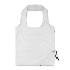 Shopper pieghevole in RPET bianco - personalizzabile con logo