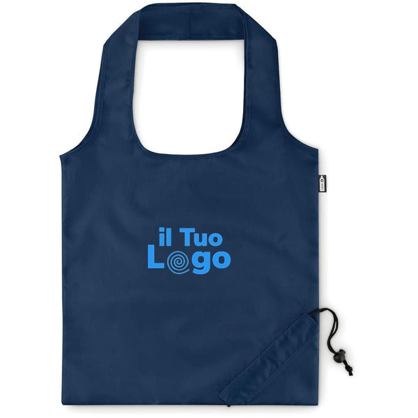 Shopper pieghevole in RPET - personalizzabile con logo - blu