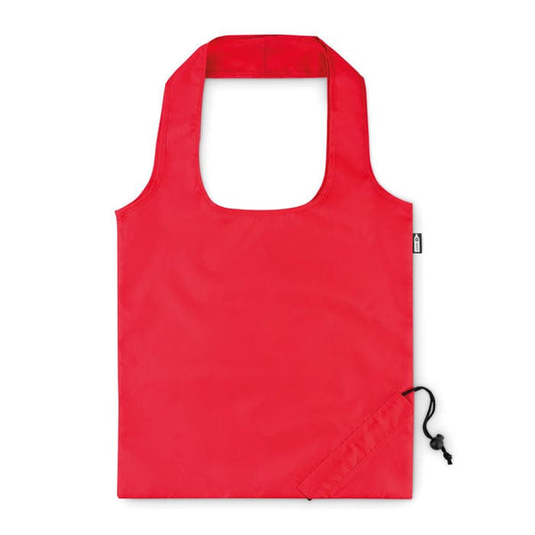 Shopper pieghevole in RPET rosso - personalizzabile con logo