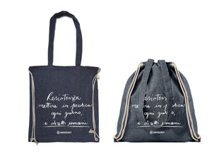 SHOPPER SACCA COTONE RICICLATO RESISTENZA BLU EMERGENCY - personalizzabile con logo