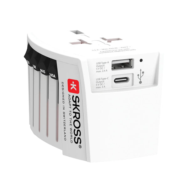 SKROSS Adattatore da viaggio MUV USB ( 1 TYPE C 1 USB A) bianco - personalizzabile con logo