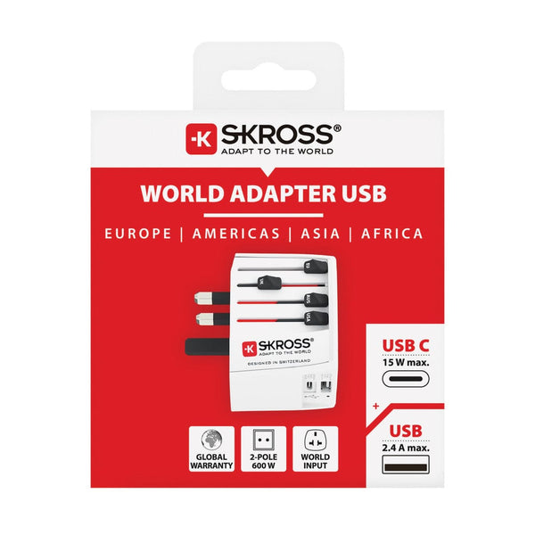 SKROSS Adattatore da viaggio MUV USB ( 1 TYPE C 1 USB A) bianco - personalizzabile con logo