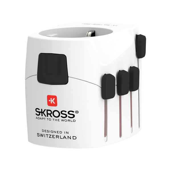 SKROSS Adattatore da viaggio universale Pro 3 poli bianco - personalizzabile con logo
