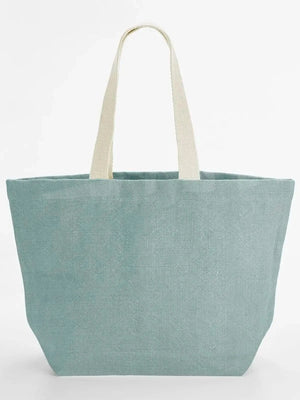 Soft Washed Jute Beach Bag duck egg blue - personalizzabile con logo