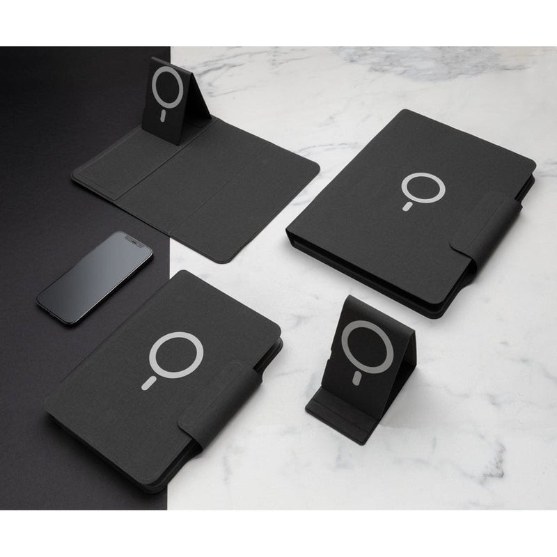 Sopporto con ricarica wireless 10W Artic Magnetic nero - personalizzabile con logo
