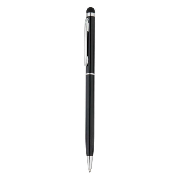 Sottile penna touchscreen in metallo nero - personalizzabile con logo