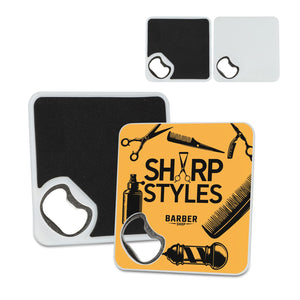 Sottobicchiere R-ABS con apribottiglie Bianco - personalizzabile con logo