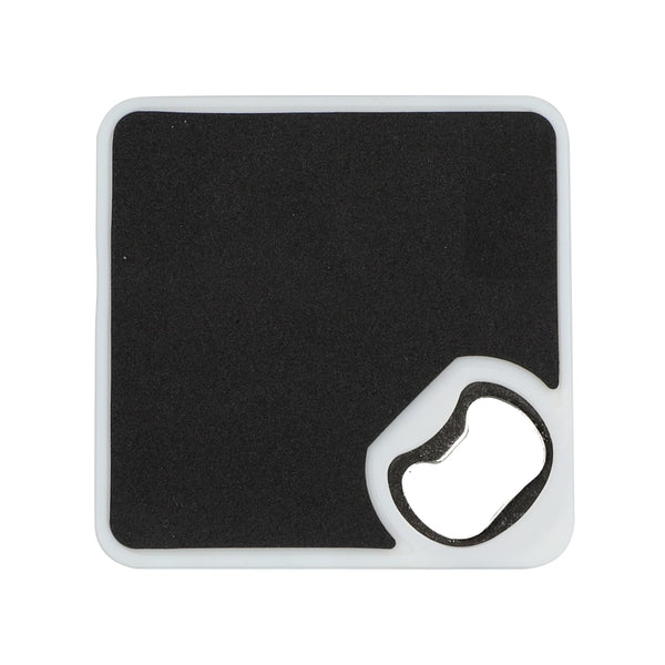 Sottobicchiere R-ABS con apribottiglie Bianco - personalizzabile con logo