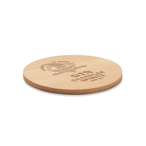 Sottobicchiere rotondo di bamboo beige - personalizzabile con logo