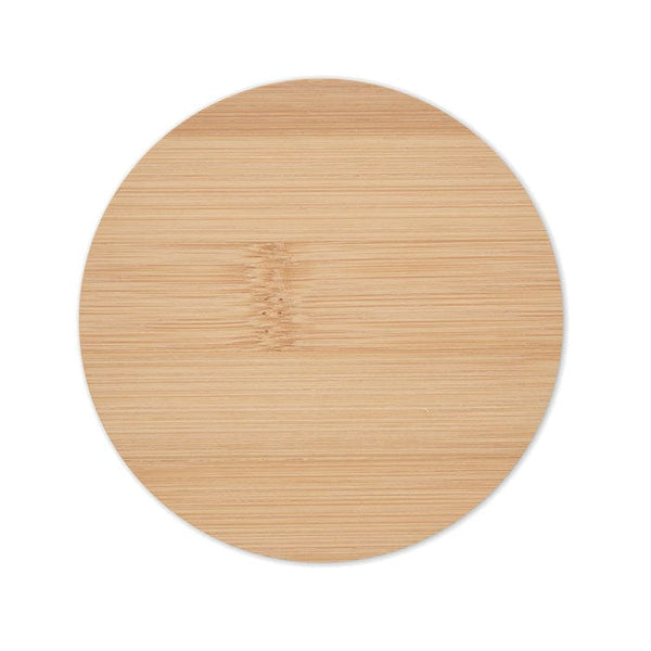 Sottobicchiere rotondo di bamboo beige - personalizzabile con logo
