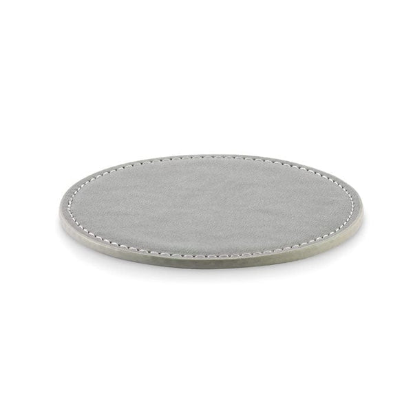 Sottobicchiere rotondo in PU grigio - personalizzabile con logo