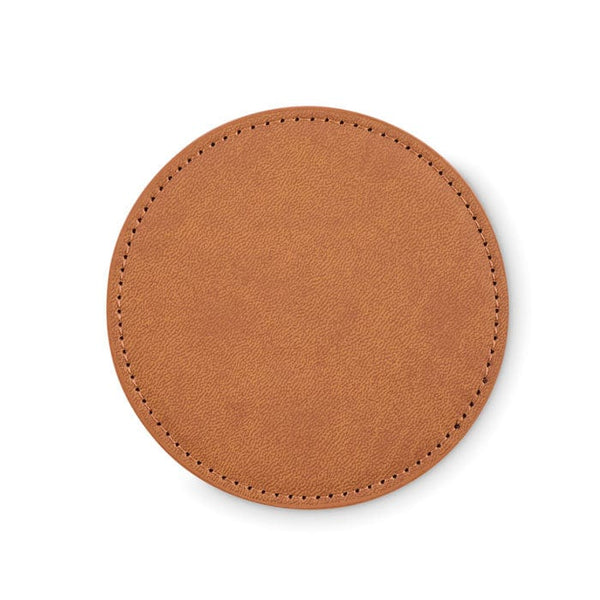 Sottobicchiere rotondo in PU - personalizzabile con logo