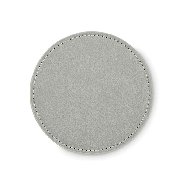 Sottobicchiere rotondo in PU - personalizzabile con logo