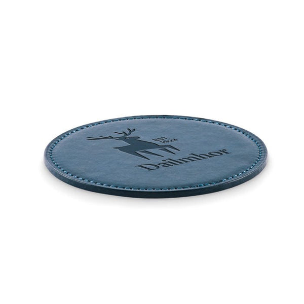 Sottobicchiere rotondo in PU - personalizzabile con logo