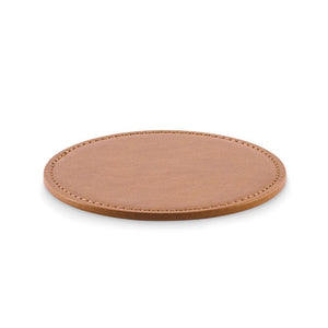 Sottobicchiere rotondo in PU Marrone - personalizzabile con logo