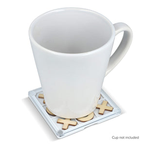 Sottobicchiere Tic-Tac-Toe Bianco - personalizzabile con logo