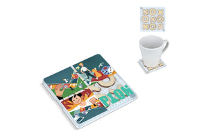 Sottobicchiere Tic-Tac-Toe Bianco - personalizzabile con logo