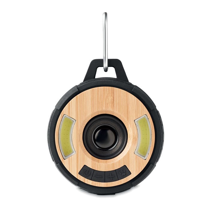Spaker in bamboo 5.0 con 2 luci COB frontali Nero - personalizzabile con logo