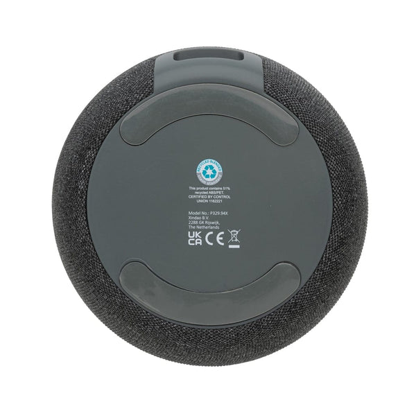 Speaker 5W in plastica/PET RCS e bambù grigio scuro - personalizzabile con logo
