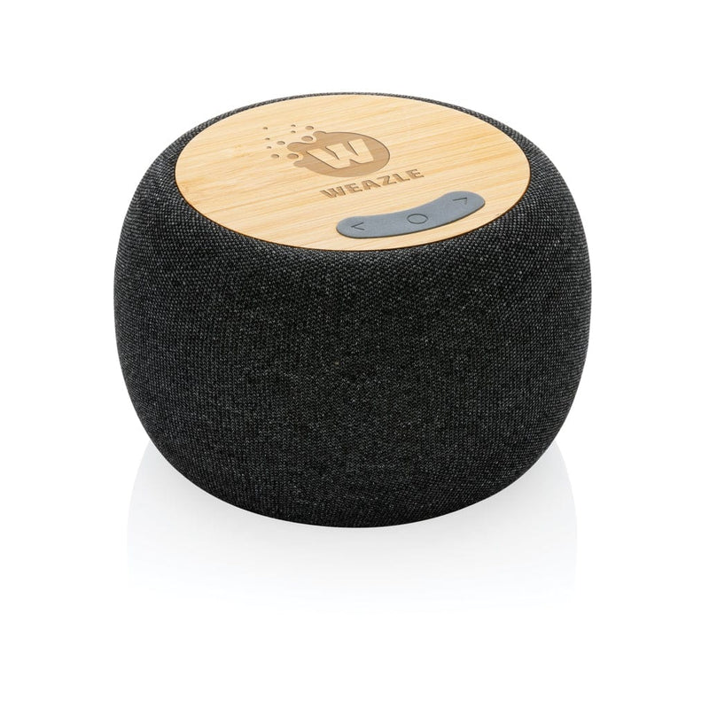 Speaker 5W in plastica/PET RCS e bambù grigio scuro - personalizzabile con logo