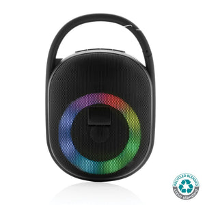 Speaker 5W Lightboom in palstica riciclata RCS con clip nero - personalizzabile con logo