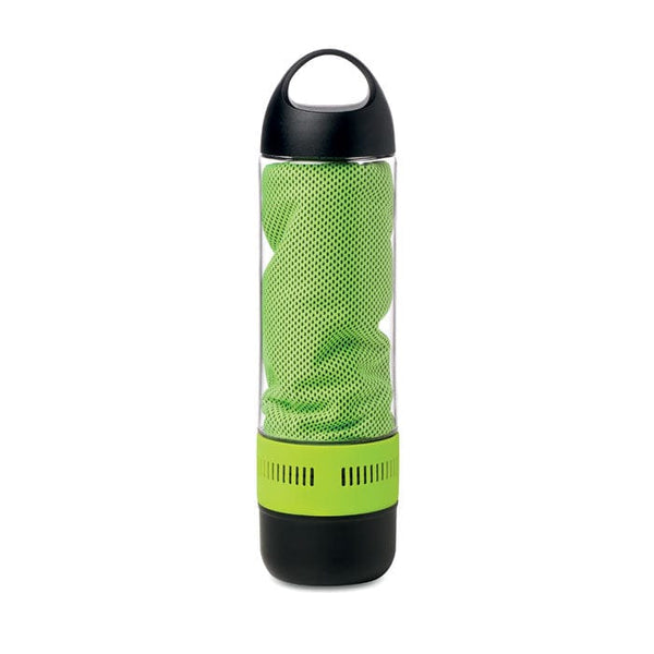 Speaker e asciugamano in borraccia verde calce - personalizzabile con logo