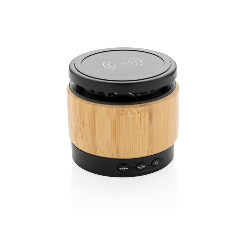 Speaker e caricatore wireless bambù marrone - personalizzabile con logo
