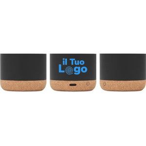 Speaker in sughero e alluminio Nero - personalizzabile con logo