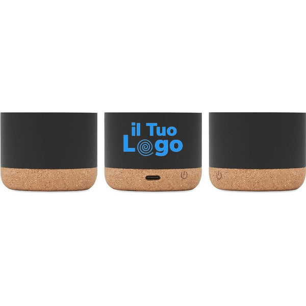 Speaker in sughero e alluminio Nero - personalizzabile con logo