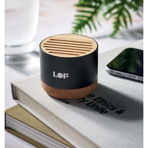 Speaker in sughero e alluminio Nero - personalizzabile con logo
