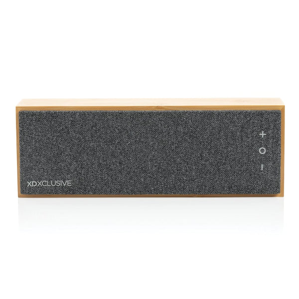 Speaker wireless 10W Wynn in bamboo e tessuto marrone - personalizzabile con logo