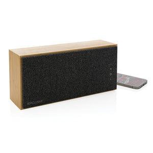 Speaker wireless 20W Wynn in bambù marrone - personalizzabile con logo