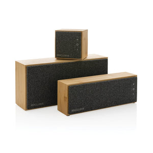 Speaker wireless 20W Wynn in bambù marrone - personalizzabile con logo