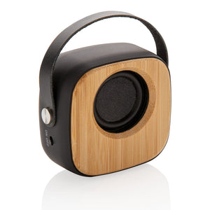 Speaker wireless 3W Fashion in bambù nero - personalizzabile con logo