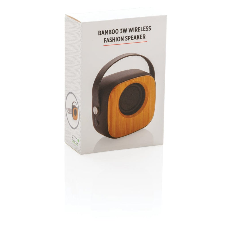 Speaker wireless 3W Fashion in bambù nero - personalizzabile con logo
