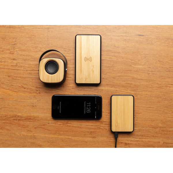 Speaker wireless 3W Fashion in bambù nero - personalizzabile con logo
