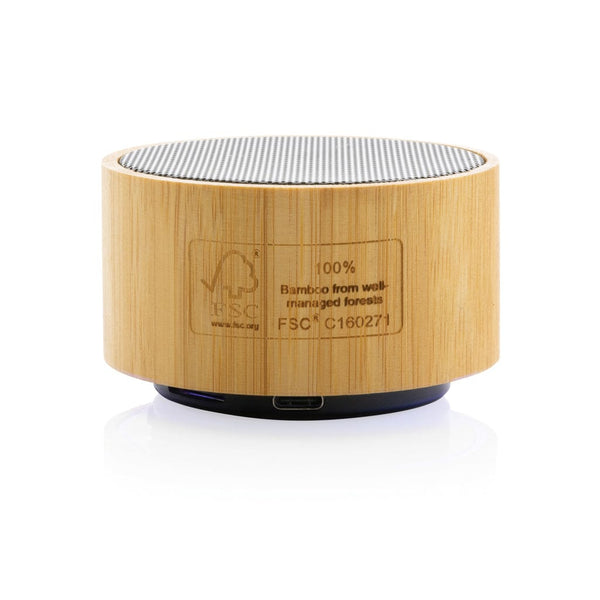 Speaker wireless 3W in bambù - personalizzabile con logo