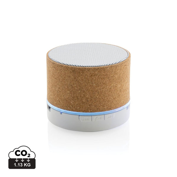 Speaker wireless 3W in sughero marrone - personalizzabile con logo