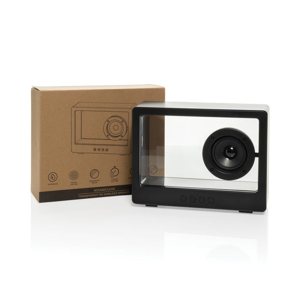 Speaker wireless 5W Soundclear Transparent nero - personalizzabile con logo